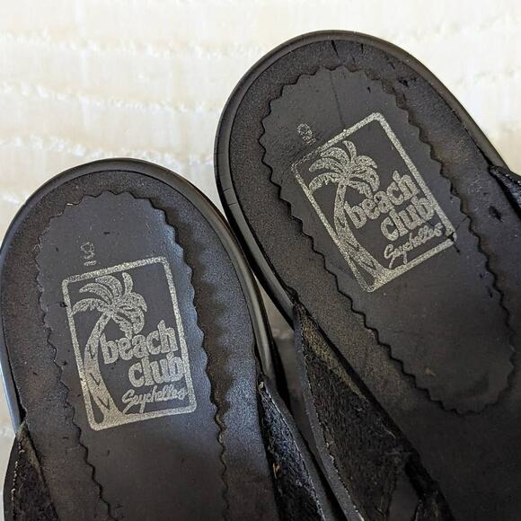 Beach Club Seychelles Black Wedge Slip On Sandals 9 - Picture 6 of 8